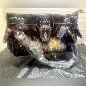 NWT Rhinestone Camouflage Handbag Shoulder Bag Purse